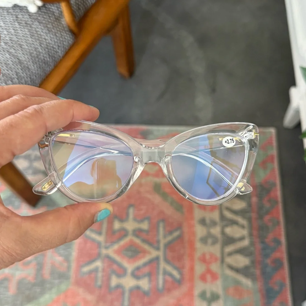 Bundle of 2 Cat Eye Reading Glasses +2.75 Blue-Reflective Lenses
